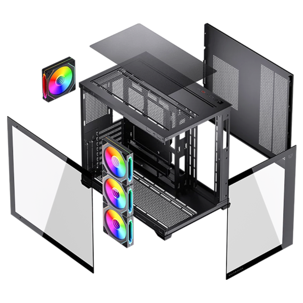 Gabinete Balam Rush Tank Core Ultra GM925, Midi-Tower, incluye 4 Ventiladores, Negro
