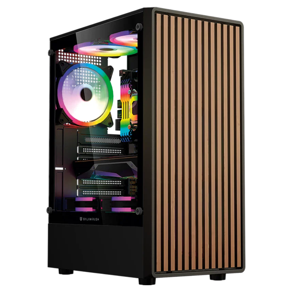 Gabinete Balam Rush Dragonfly Wood GM580 | ATX | Incluye 4 Ventiladores | Negro