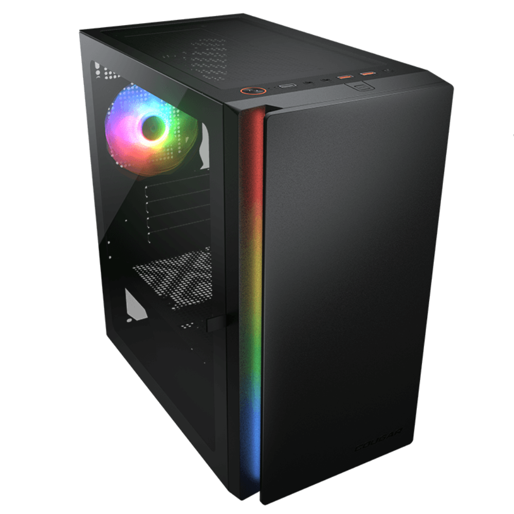 Gabinete Cougar Purity Rgb-Black, Mini Tower, Incluye 1 ventilador.