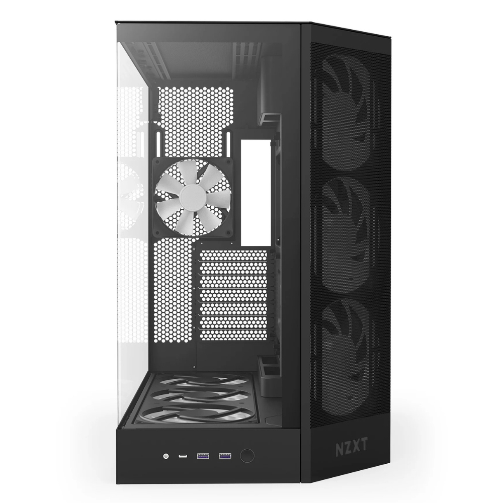 Gabinete NZXT H9 Flow 2 Rgb, Atx, Incluye 7 ventiladores, Negro