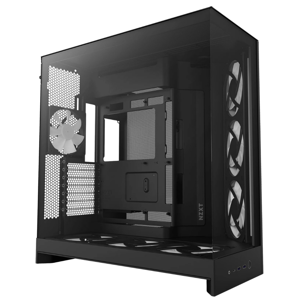 Gabinete NZXT H9 Flow 2 Rgb, Atx, Incluye 7 ventiladores, Negro