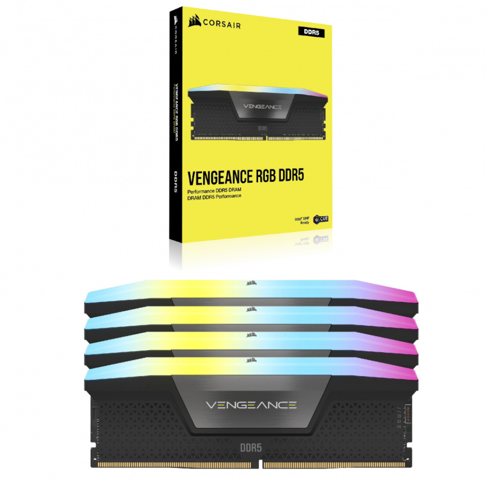 Kit de Memorias RAM DDR5 Corsair Vengeance RGB 128GB(4x32GB), 5600MHz, Negro CL40-77.