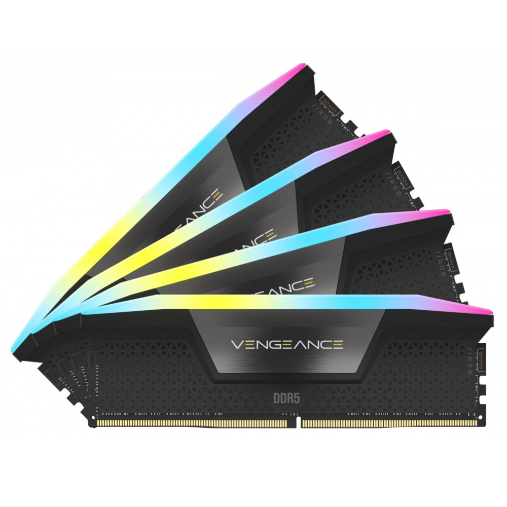 Kit de Memorias RAM DDR5 Corsair Vengeance RGB 128GB(4x32GB), 5600MHz, Negro CL40-77.