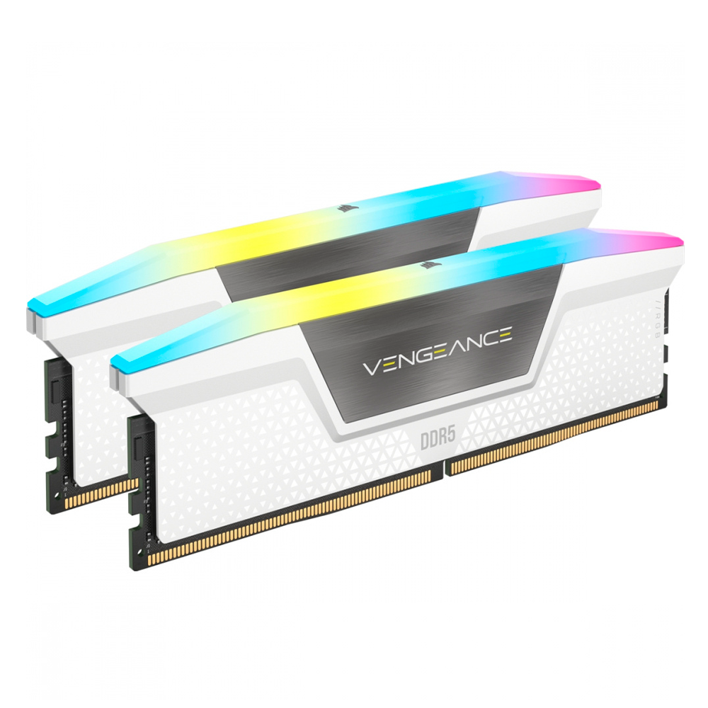 Memoria RAM DDR5 Corsair Vengeance 32GB(2X16GB), 5200MHz, RGB, Blanco.