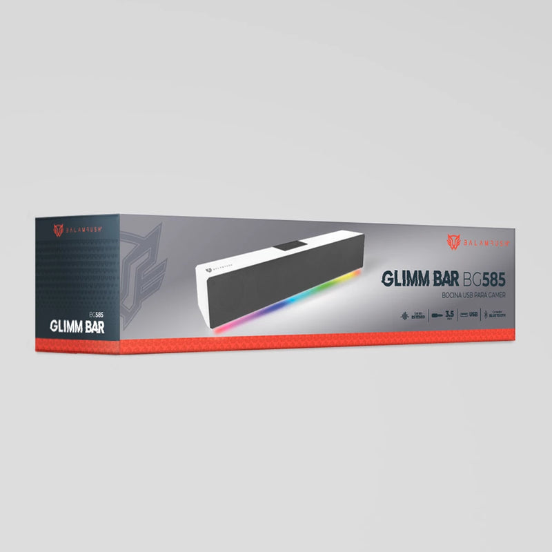 Balam Rush Barra de Sonido Gamer Glimm Bar BG585, Bluetooth, Alámbrico/Inalámbrico, 10W RMS, Blanco