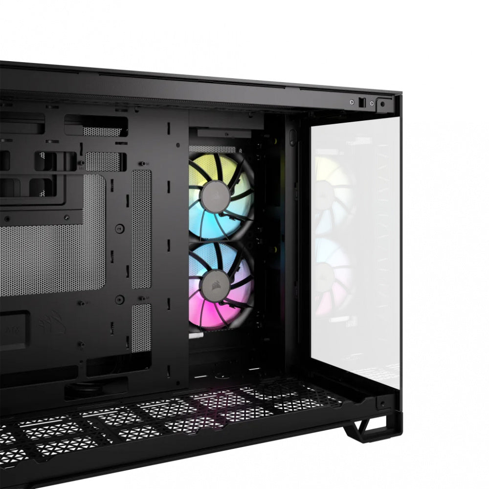 Gabinete Corsair iCUE 2500X RGB, Micro ATX, Incluye 2 Ventiladores, Negro