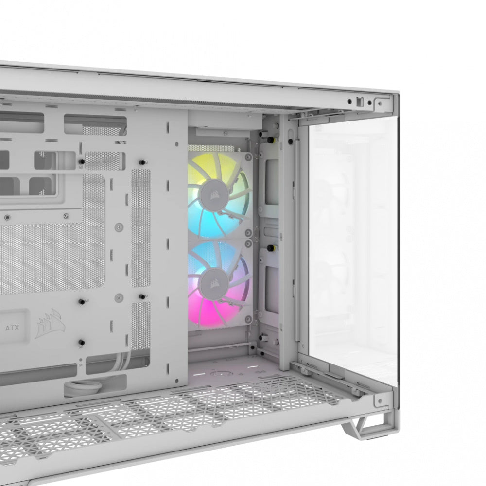 Gabinete Corsair iCUE 2500X RGB, Micro ATX, Incluye 2 Ventiladores, Blanco