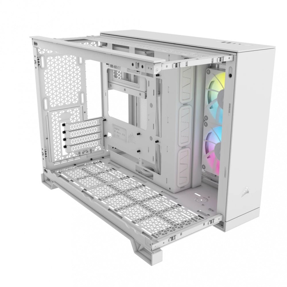 Gabinete Corsair iCUE 2500X RGB, Micro ATX, Incluye 2 Ventiladores, Blanco
