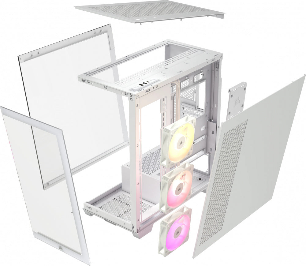 Gabinete Corsair 3500X ARGB, ATX, Incluye 3 Ventiladores, Blanco (Version ARGB Estandar)