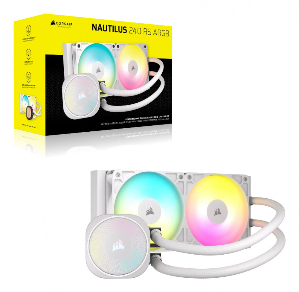 Enfriamiento Liquido Corsair NAUTILUS 240 RS ARGB para CPU- 240mm - Blanco