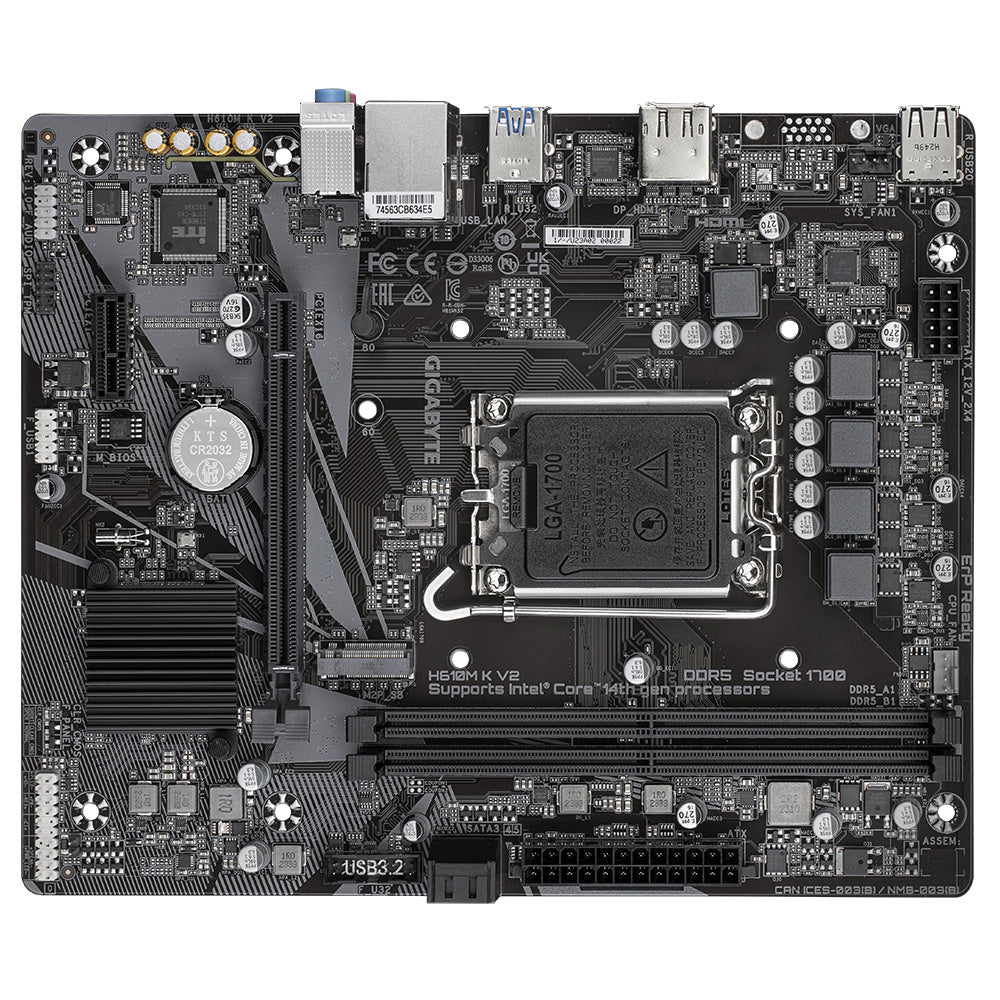 Tarjeta Madre GIGABYTE H610M K V2 - LGA 1700 - Micro ATX - Compatible con DDR5