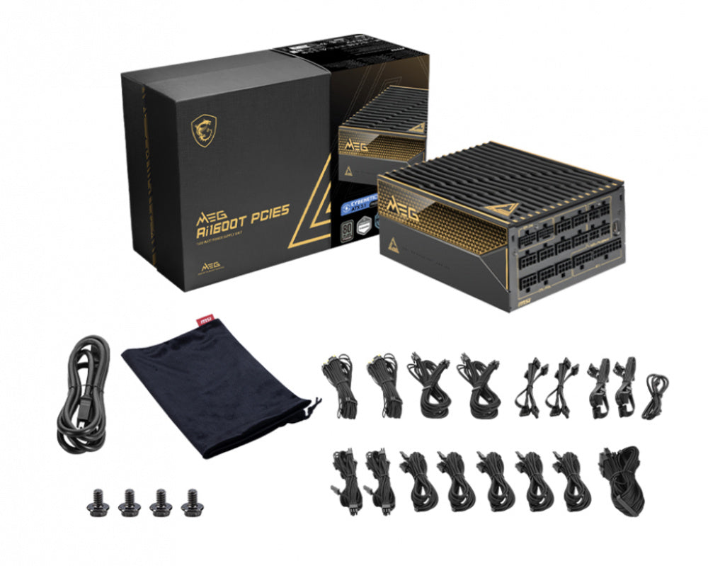 Fuente de Poder MSI MEG AI1600T PCIE5 1600w 80 PLUS Titanium