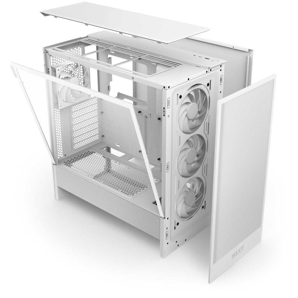 Gabinete NZXT H5 Flow RGB, Midi-Tower, ATX - Blanco (2 Ventiladores Incluidos)