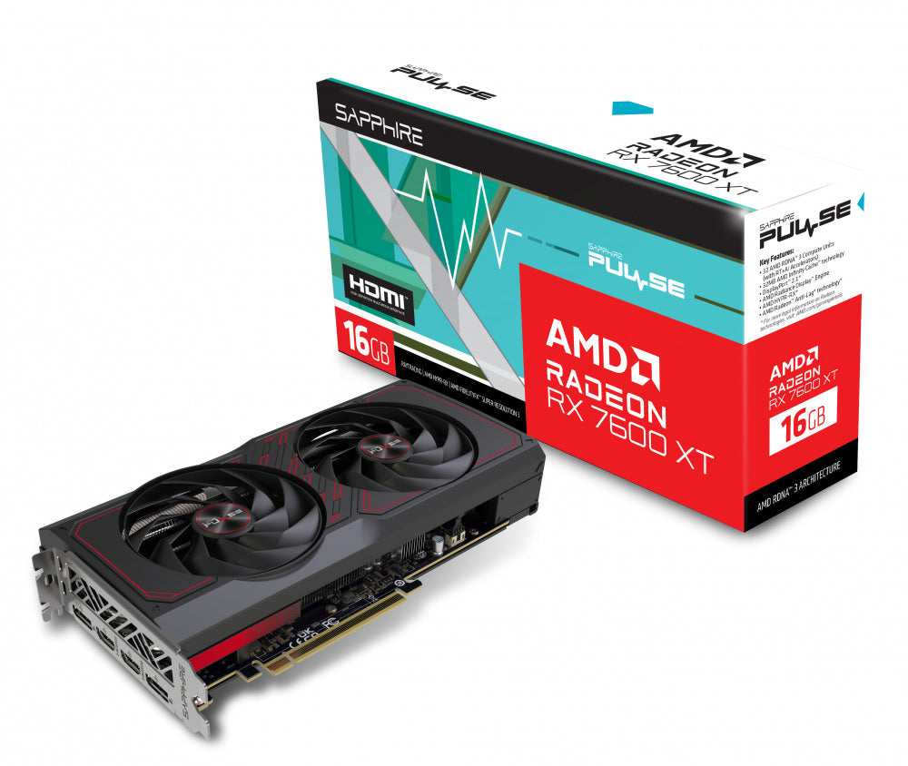 Tarjeta de Video SAPPHIRE PURE AMD Radeon RX 7600 XT 16GB