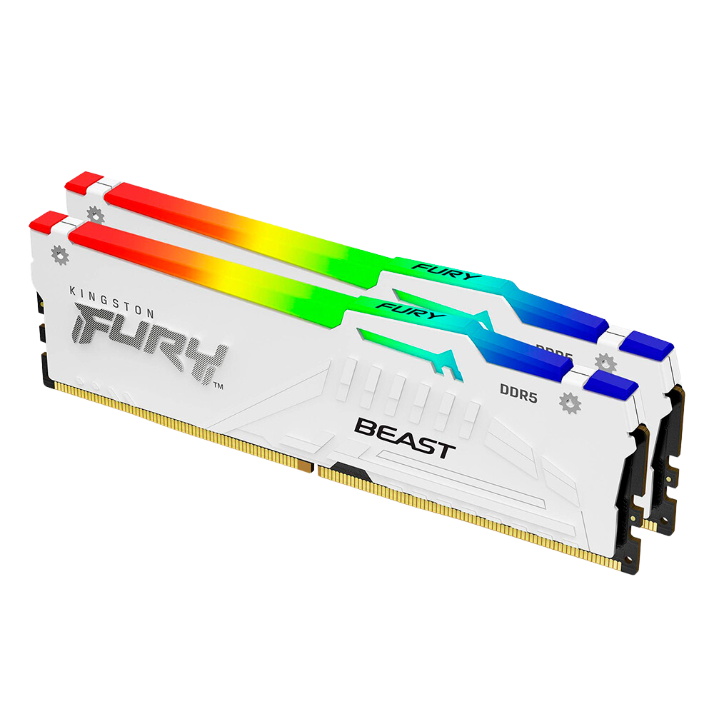 Kit Memoria RAM Kingston Fury Beast DDR5, 32GB, 2X16GB, 6000MHz - Blanco