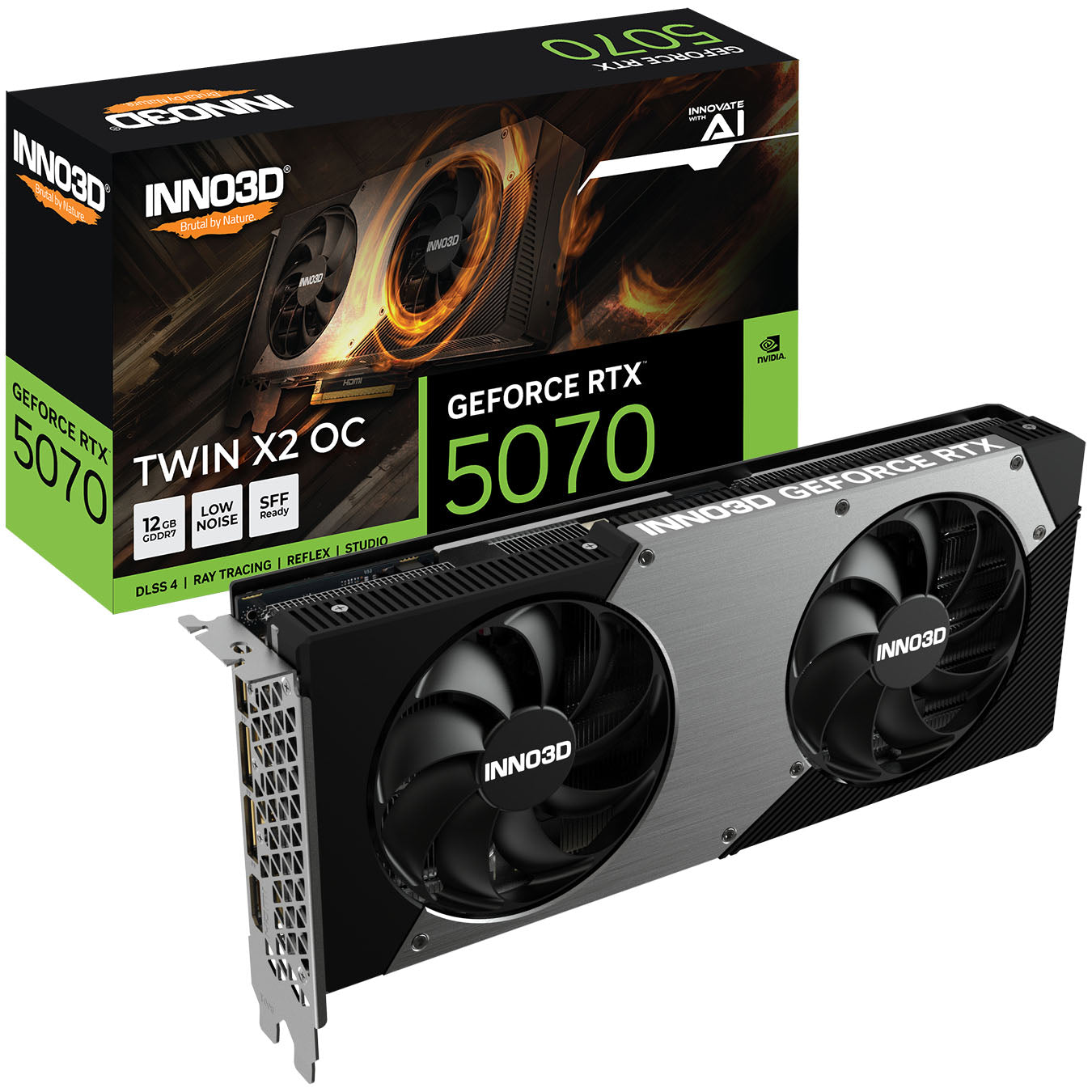 Tarjeta de Video Inno3D Nvidia GeForce RTX 5070Twin X2 12GB GDDR7