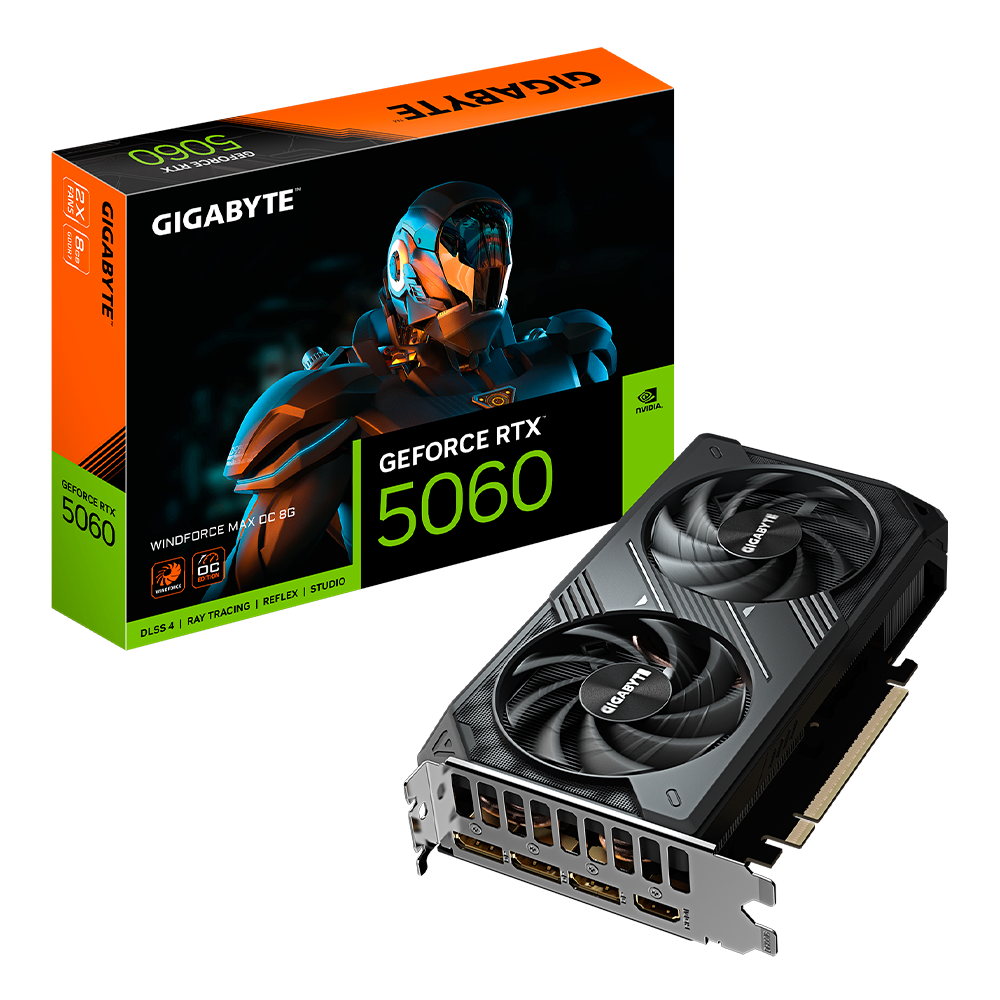 Tarjeta de Video Gigabyte NVIDIA GeForce RTX 5060 WINDFORCE MAX OC, 8GB, GDDR7.