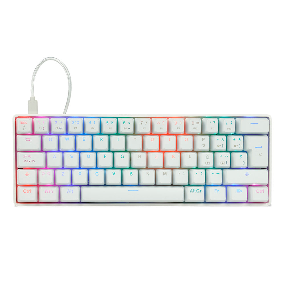 Teclado Mecánico Game Factor KBG560 RGB - Switch Red - Alámbrico - Blanco