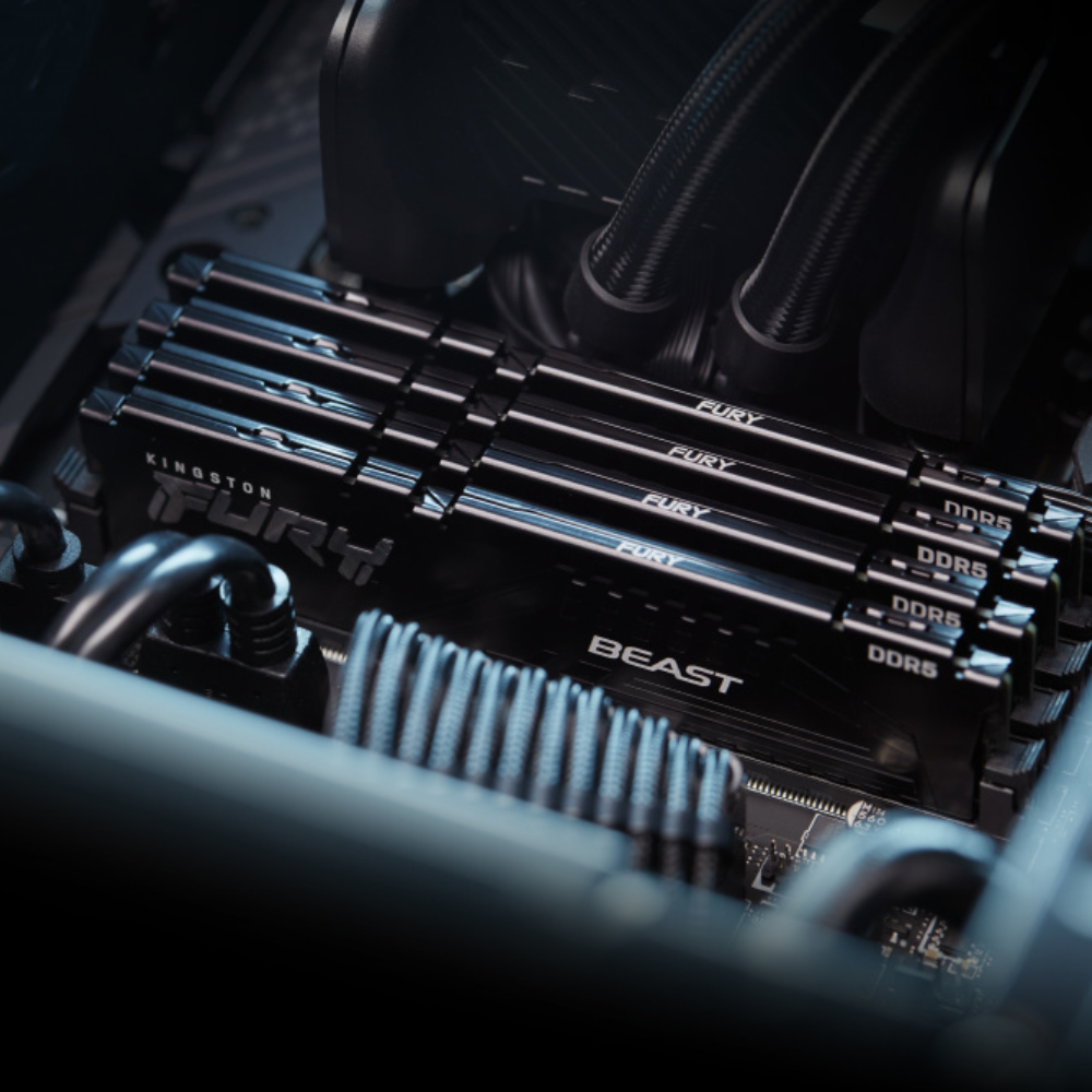 Memoria RAM Kingston Fury Beast XMP, 128GB (4X32GB), DDR5, 6000MT/s, Negro.