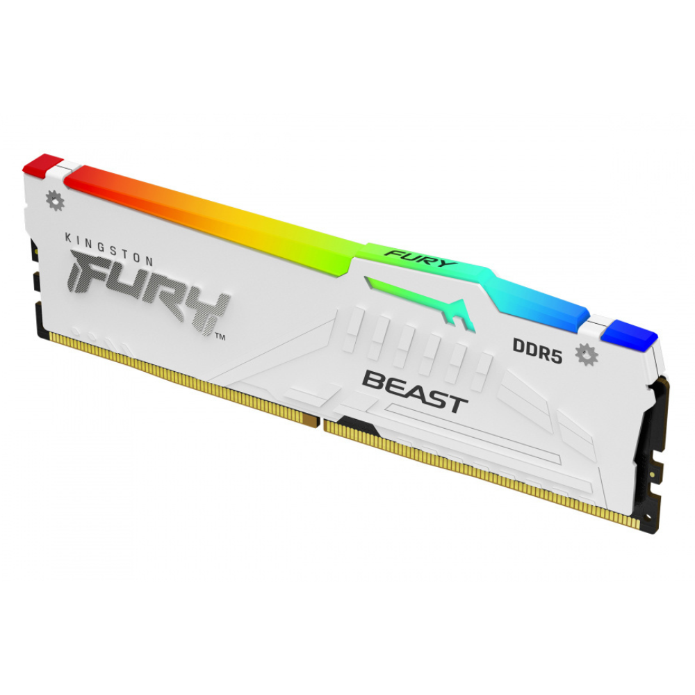 Memoria RAM Kingston Fury Beast RGB XMP, 32Gb, DDR5, 6000MT/s, Blanca.