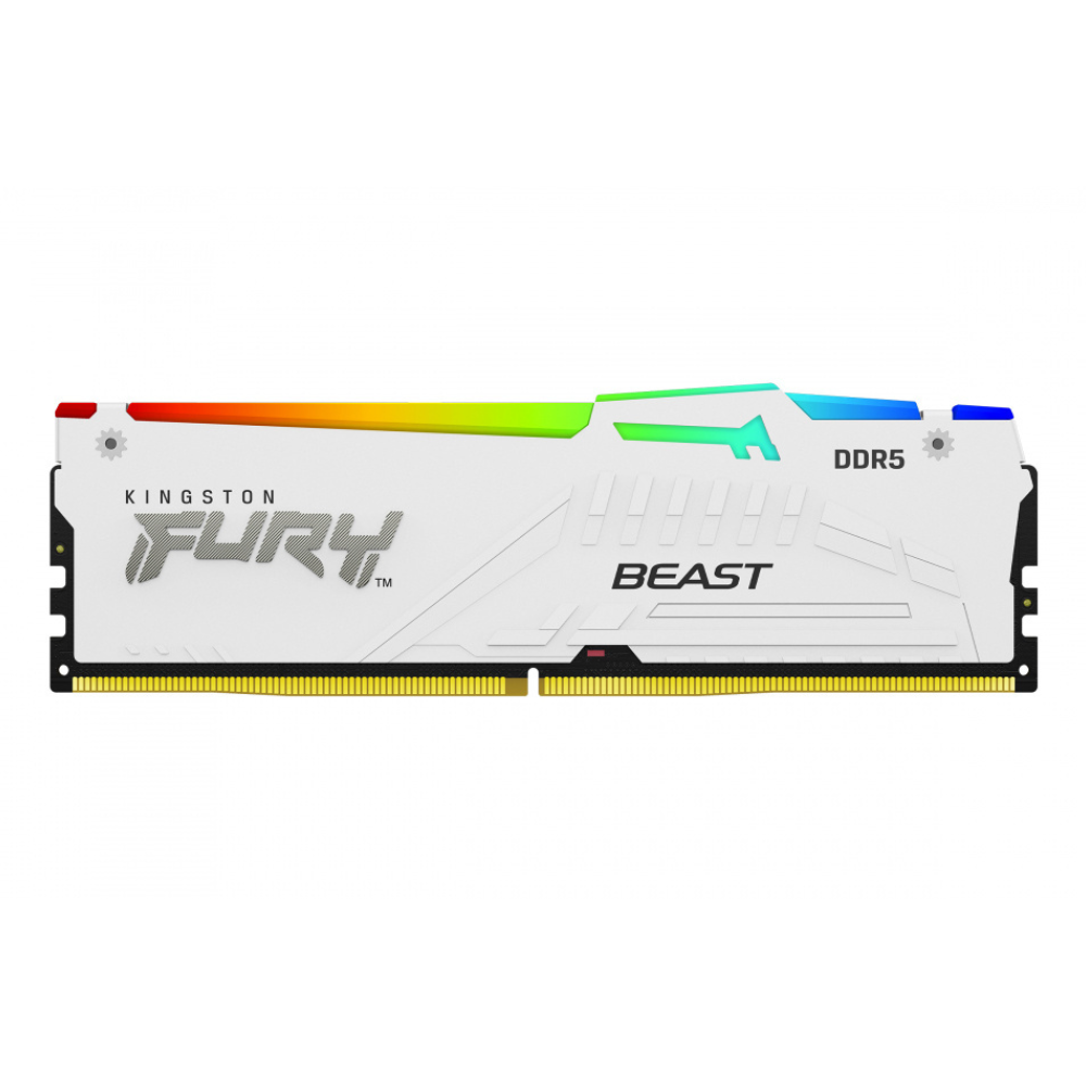 Memoria RAM Kingston Fury Beast RGB XMP, 32Gb, DDR5, 6000MT/s, Blanca.