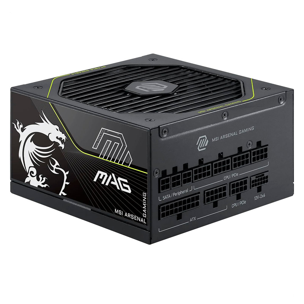 Fuente De Poder MSI Full Modular MAG A1000PLS PCIE5, 80Plus Platino, 1000W.