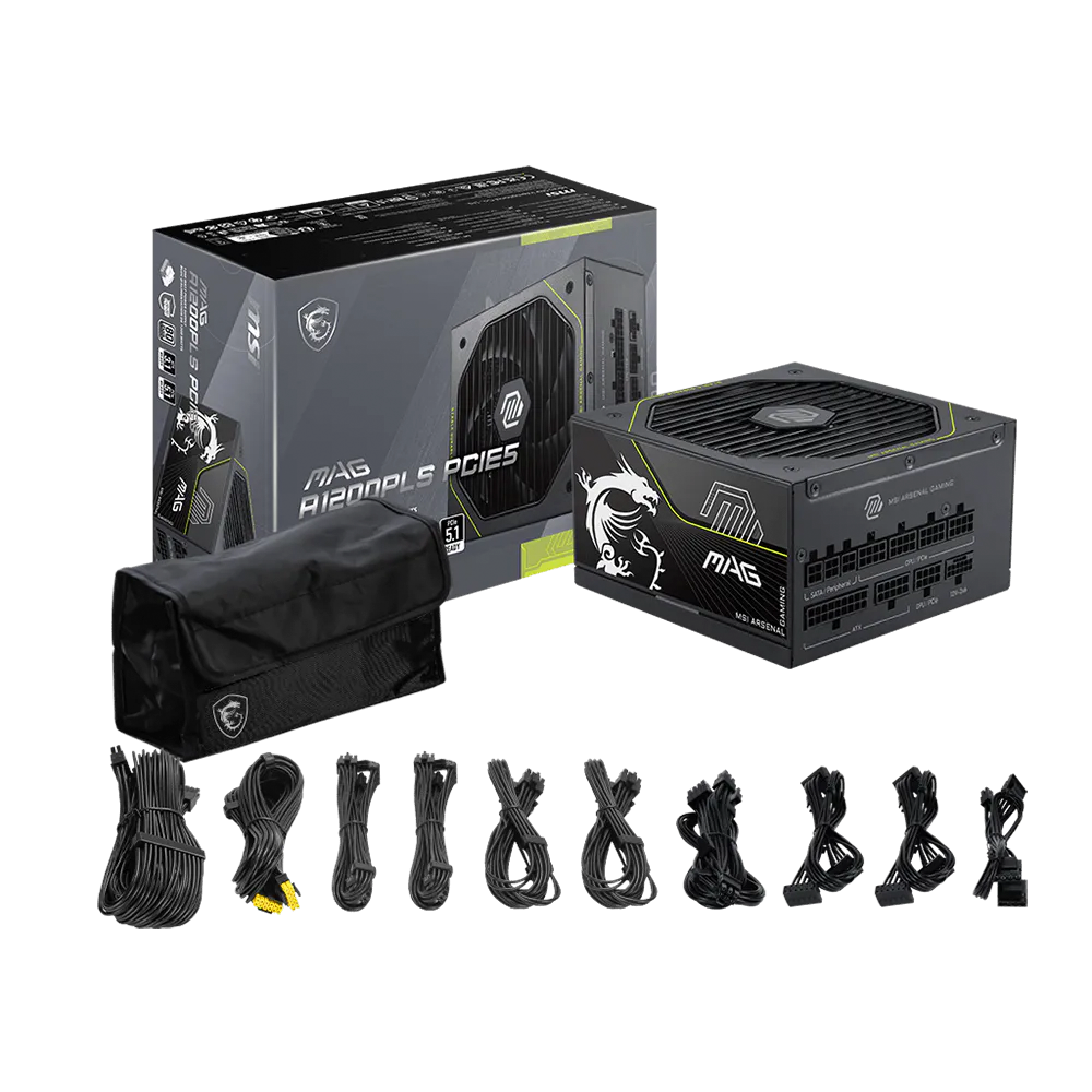 Fuente De Poder MSI Full Modular, 80Plus Platino, 1200W.