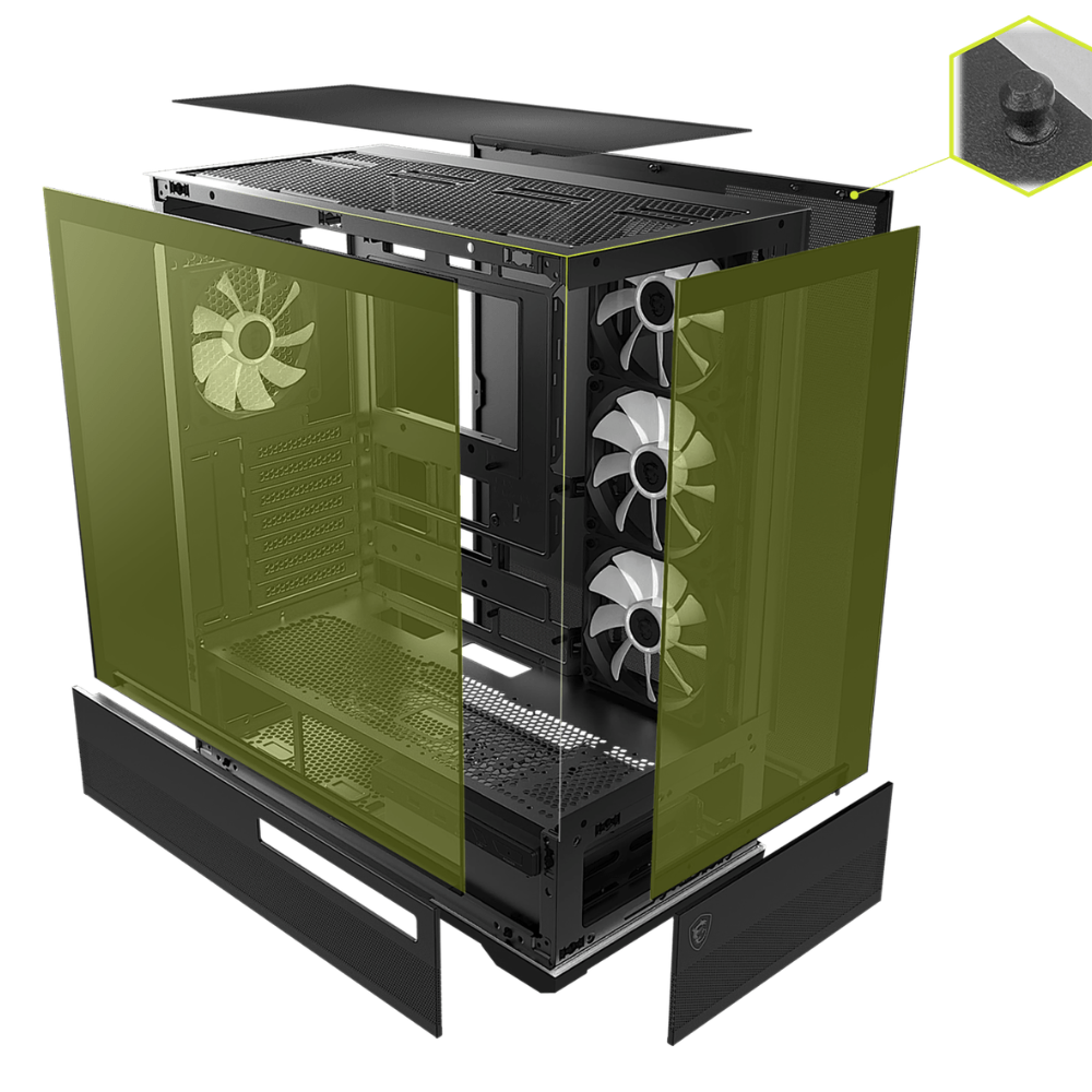 Gabinete MSI Mag Pano 110R Pz, Media Torre Atx/microatx, RGB, Incluye 4 ventiladores.