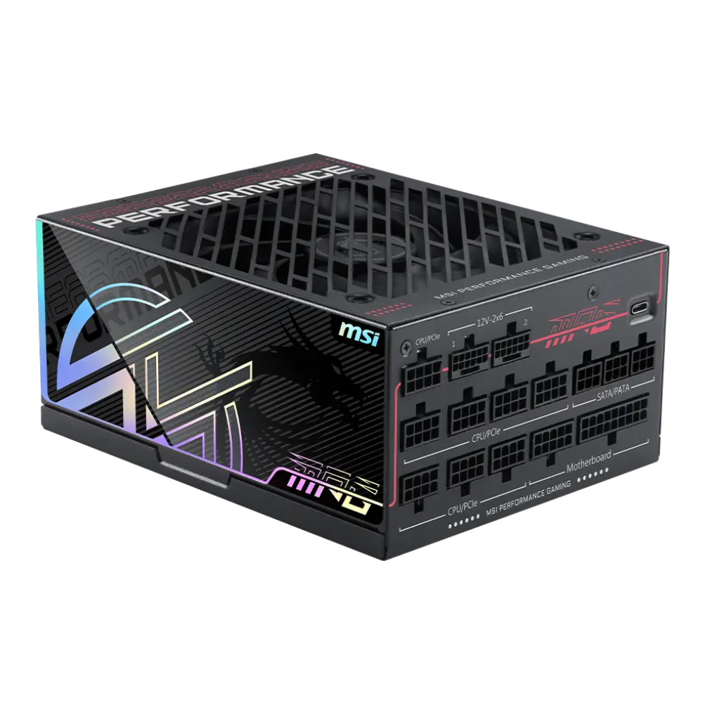 Fuente De Poder MSI MPG AI1300TS, 1300W, 80Plus Titanium.