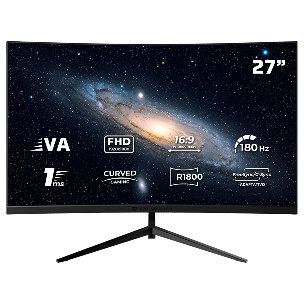 Monitor Balam Rush Gamer Curvo 27P VA Andromeda MAG27Y FHD 180Hz 1Ms Negro