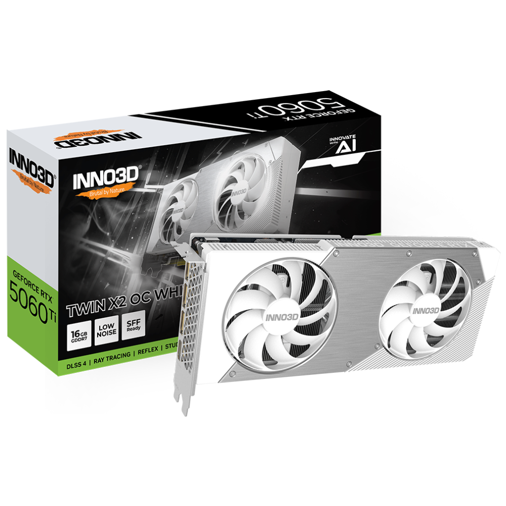 Tarjeta de Video INNO3D NVIDIA GeForce RTX5060 TI | X2 OC 16gb GDDR7, White