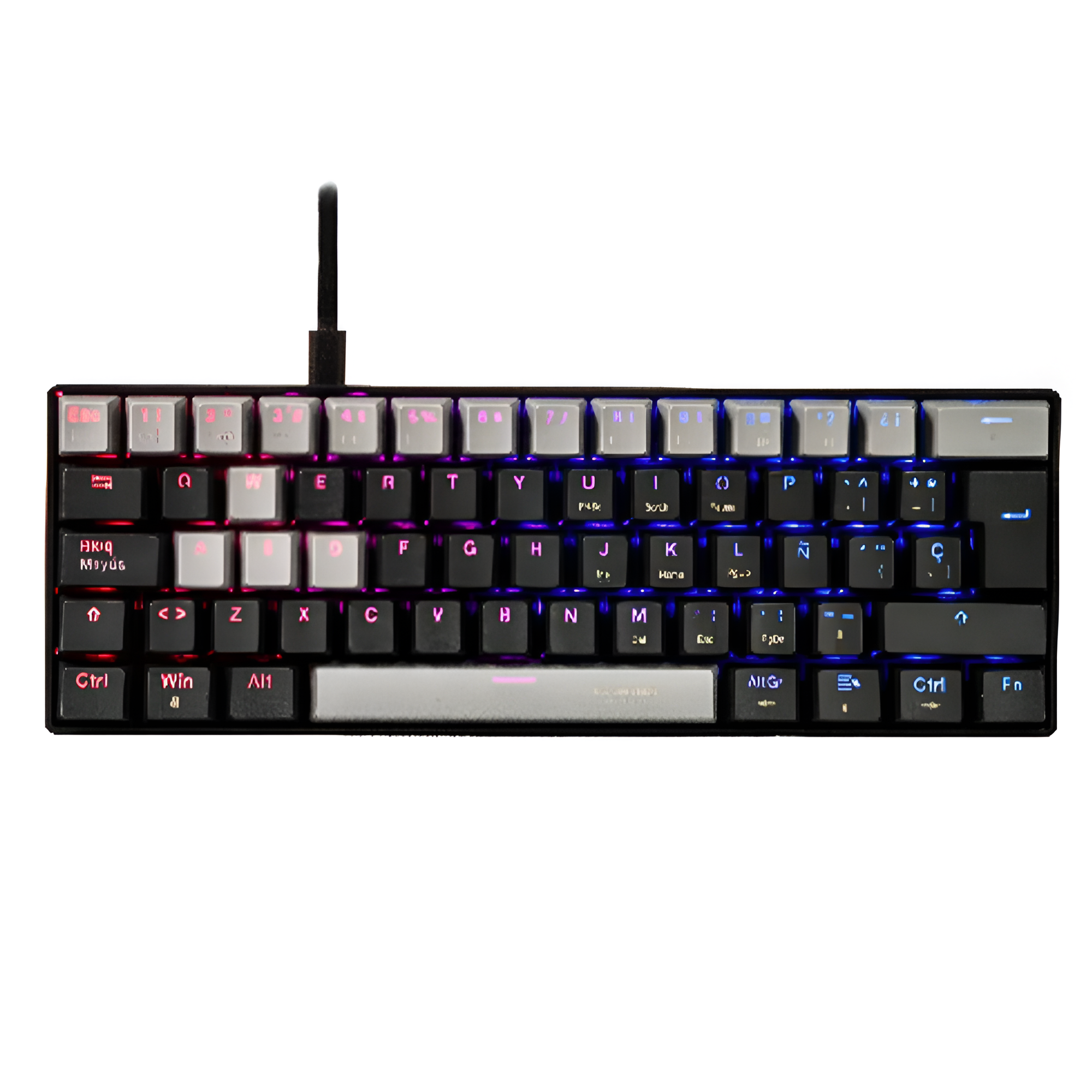 Teclado Naceb Viper LED RGB 60%, Teclado Mecánico, Alámbrico, Negro, Español.