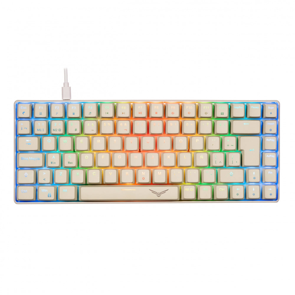Teclado Mecánico Gamer NACEB NA-0970, RGB 80% Compacto, Diseño Basilisk, Gris.