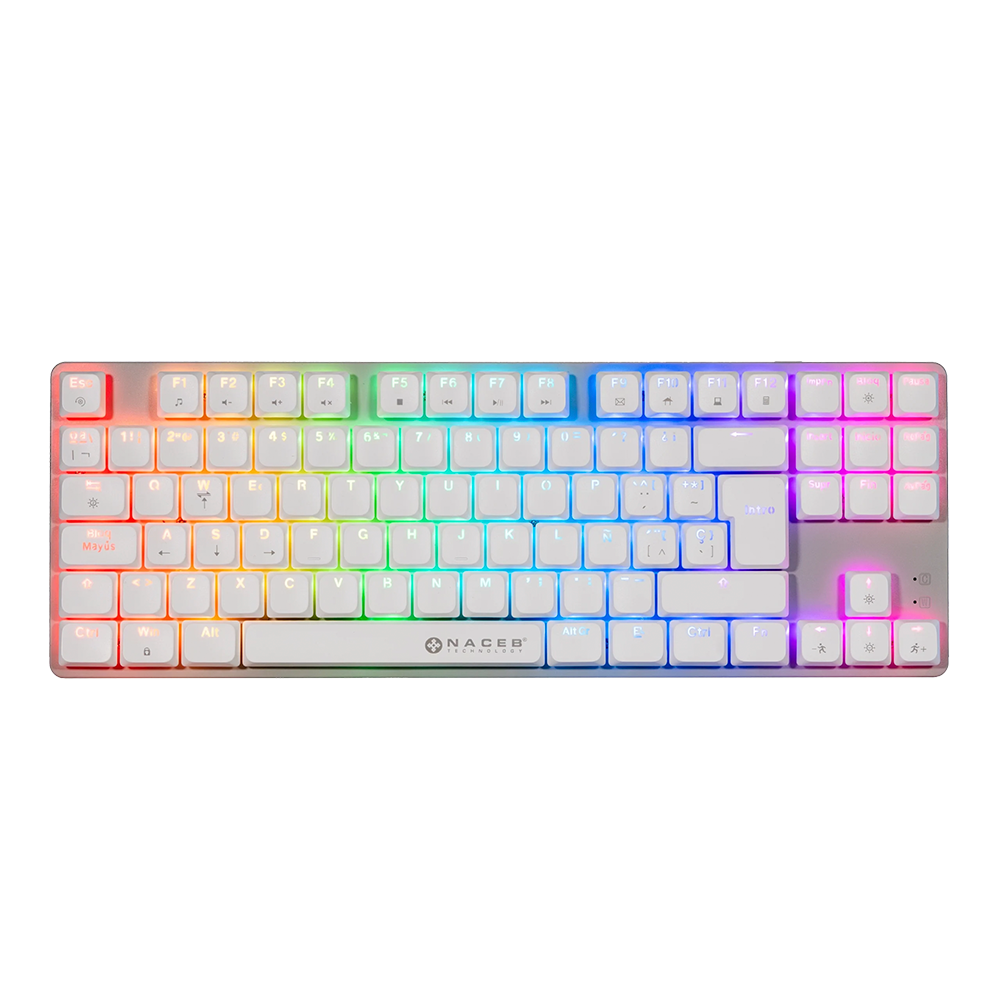 Teclado Gamer Naceb NA-0971 LED RGB TKL, Teclado Mecánico, Alámbrico, Blanco, Español