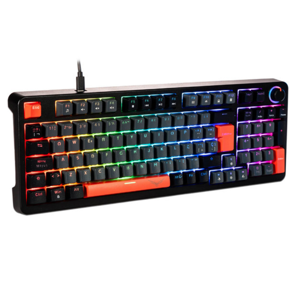 Teclado Gamer Naceb NA-0972G LED RGB, Mecánico, Cherry MX Brown, Alámbrico, Gris, Español