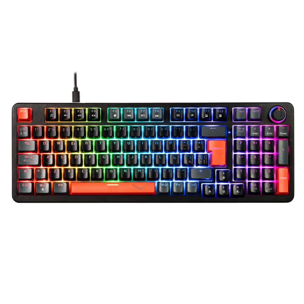 Teclado Gamer Naceb NA-0972G LED RGB, Mecánico, Cherry MX Brown, Alámbrico, Gris, Español