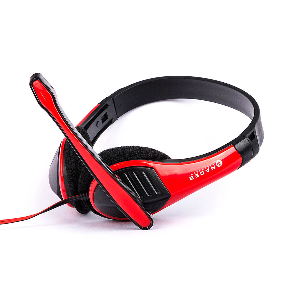 Audifonos Naceb Diadema, Microfono, Rojo.