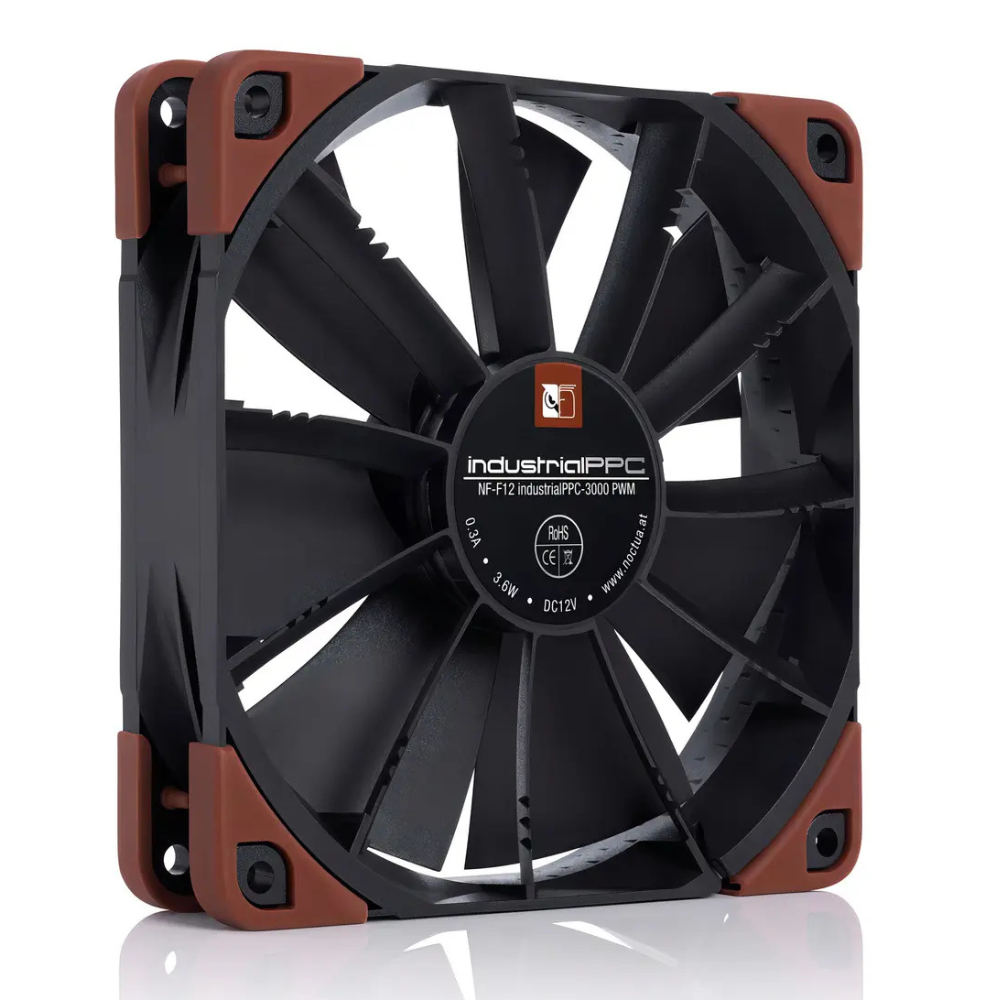 Ventilador Noctua NF-F12 IndustrialPPC, 120mm, 3000RPM, Negro/Café