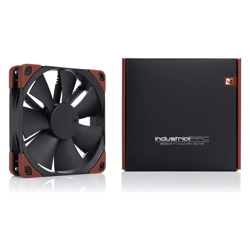 Ventilador Noctua NF-F12 IndustrialPPC, 120mm, 3000RPM, Negro/Café