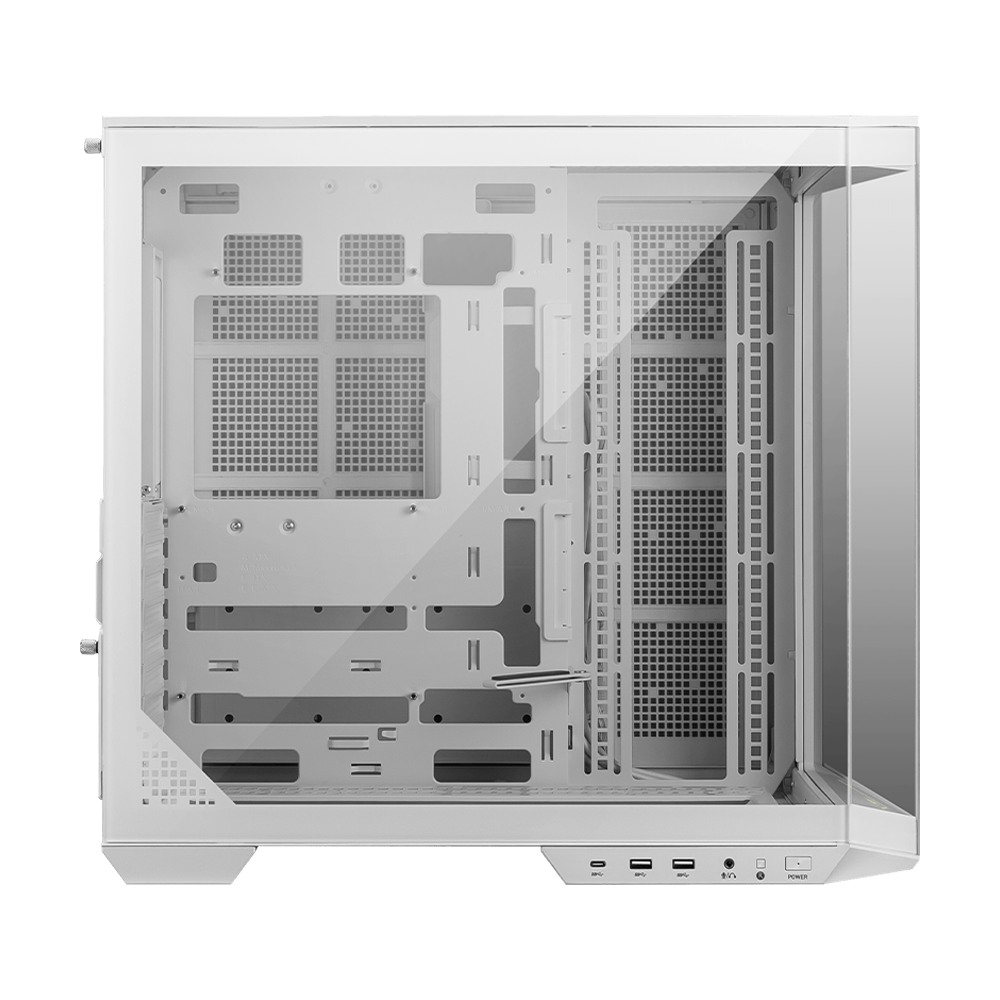 Gabinete MSI MAG PANO 100L PZ / WHITE con Ventana, Midi-Tower, ATX - Blanco (Sin Ventiladores)