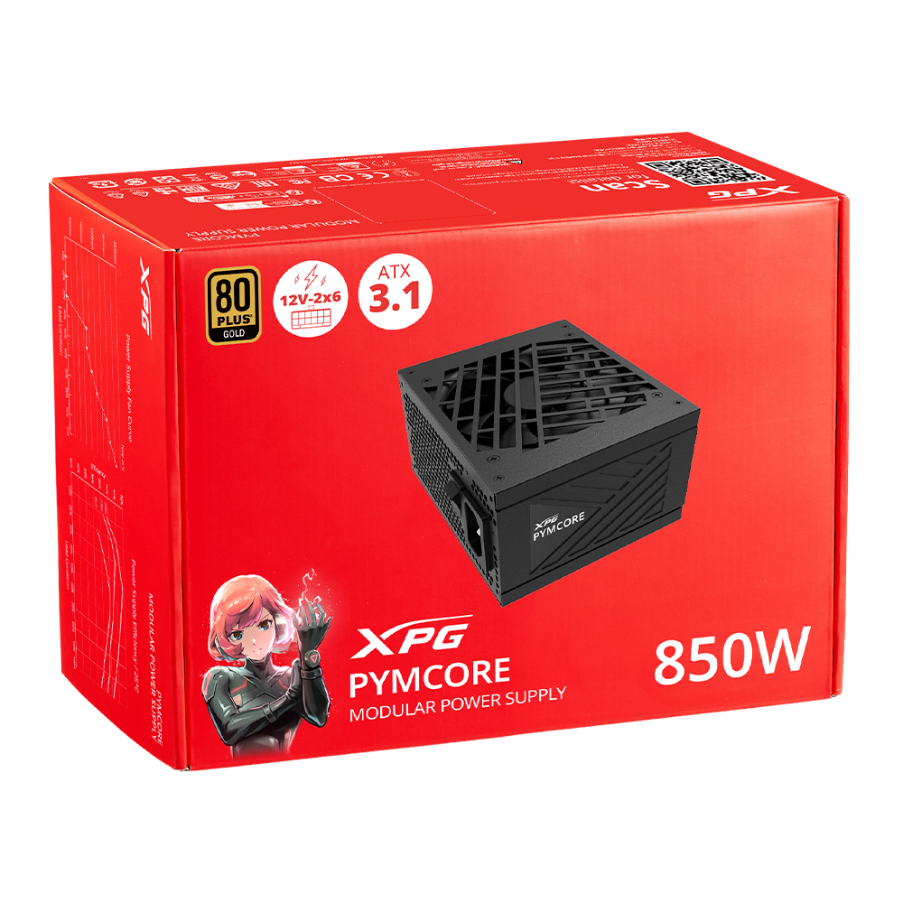 Fuente De Poder XPG PYMCORE SFX, 850W, 80 Plus Gold, Negro.