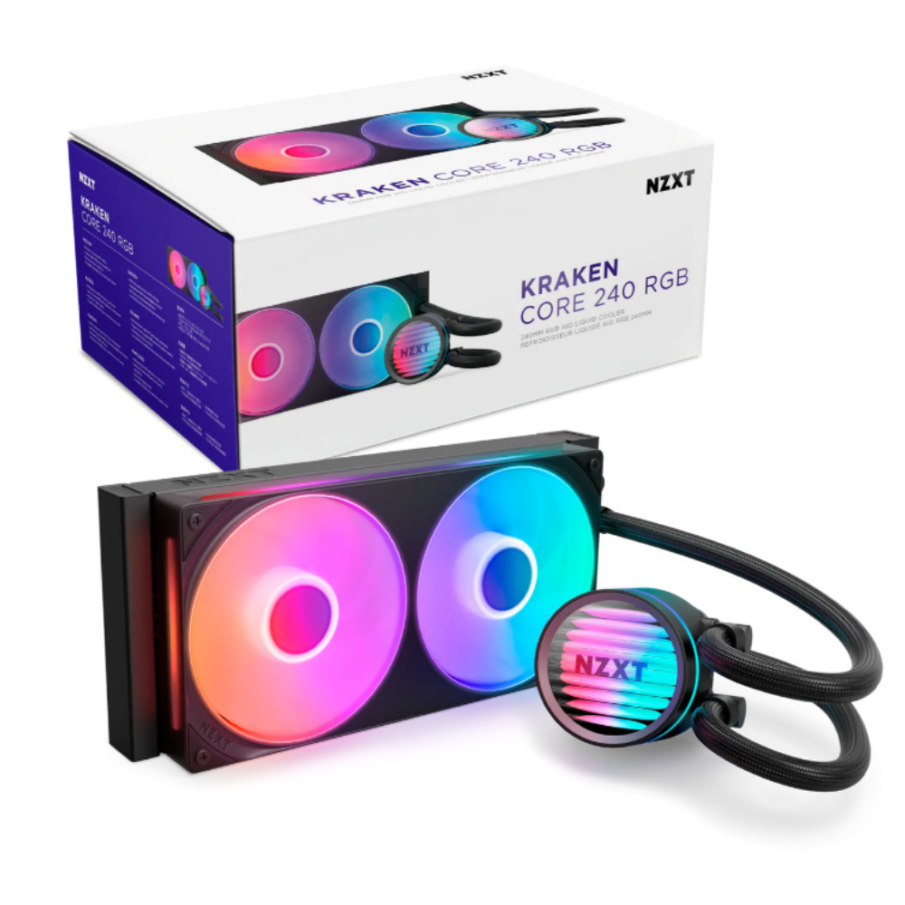 Enfriamiento Líquido NZXT Kraken Core 240 RGB (2X120mm), 2400RPM, Negro