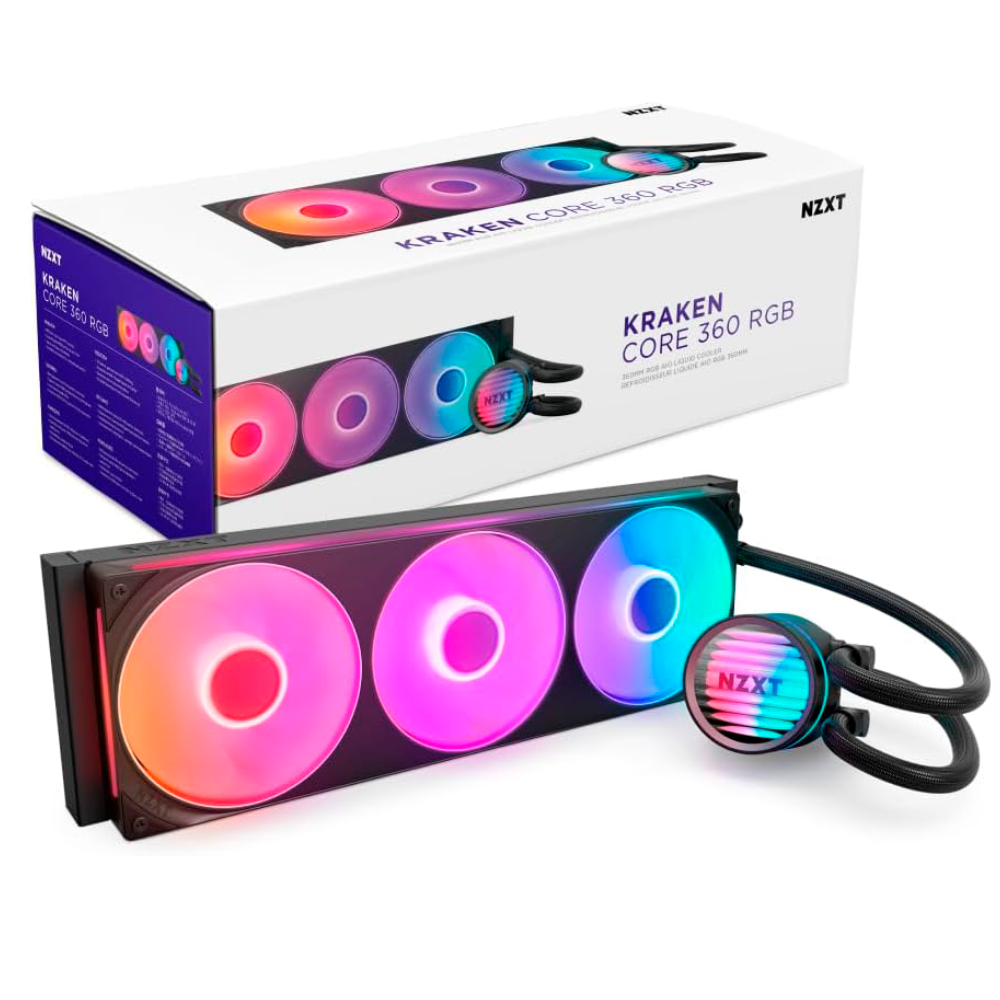 Enfriamiento Liquido NZXT Kraken Core 360, 3x 120mm, hasta 2400RPM, Negro