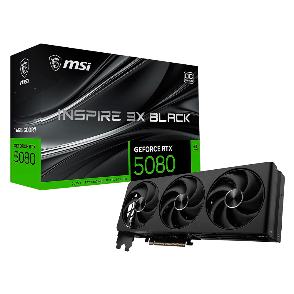 Tarjeta De Video MSI RTX 5080 16G Inspire 3X OC Black,16GB, GDDR7.