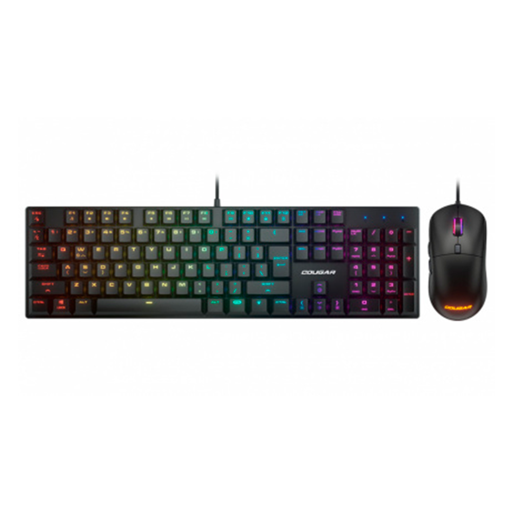 Kit Gamer de Teclado y Mouse Cougar Combat RGB Ingles - Negro