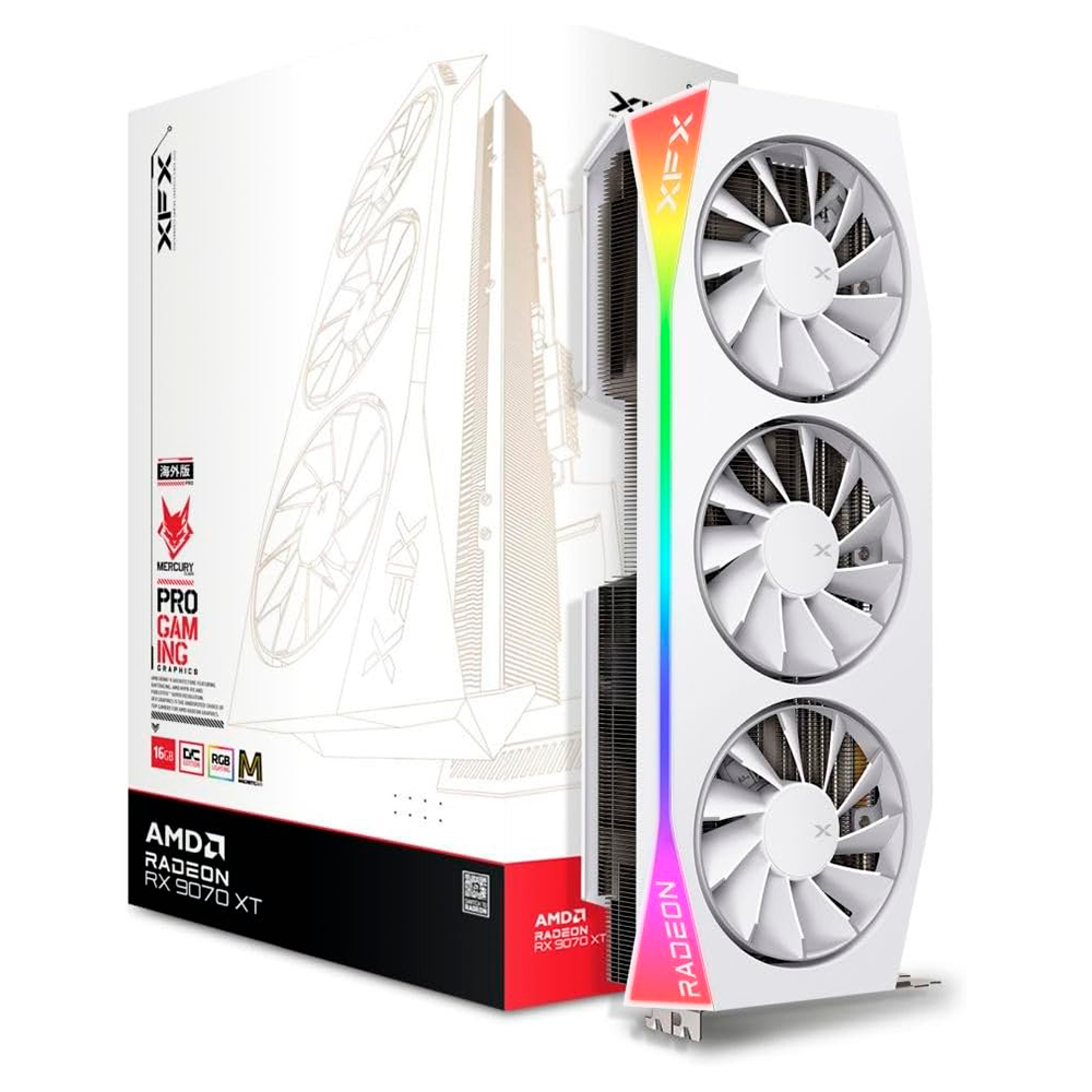 Tarjeta de Video XFX RX 9070 XT MERCURY OC White 16GB
