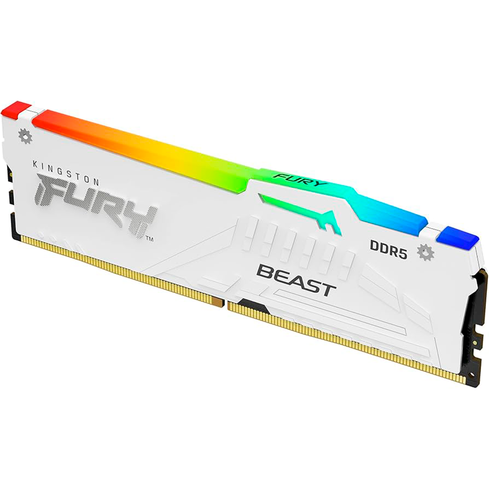 Memoria RAM DIMM Kingston Fury Beast RGB  16GB DDR5 6000Mts CL36 Blanca