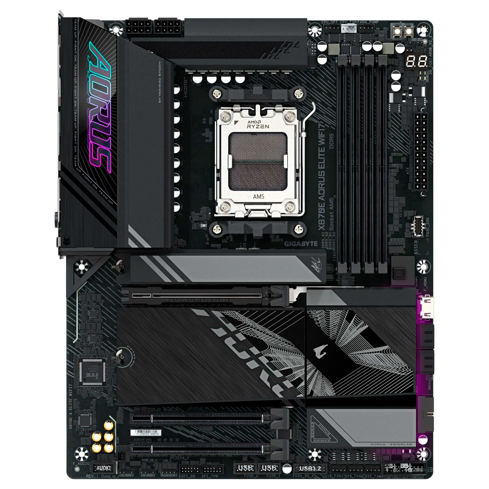 Tarjeta Madre GIGABYTE X870E AORUS ELITE WIFI7- S-AM5- ATX- Compatible con DDR5