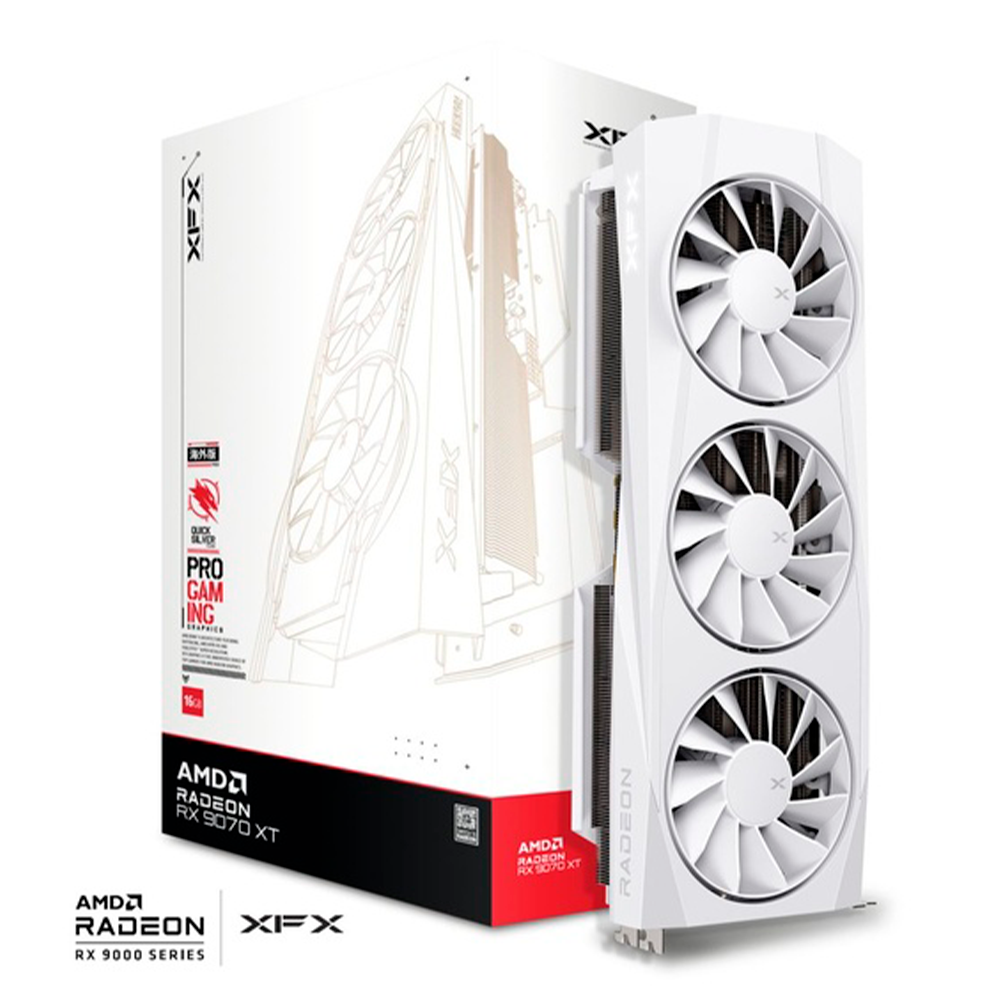 Tarjeta de Video XFX RX 9070 XT QUICKSILVER 16GB White