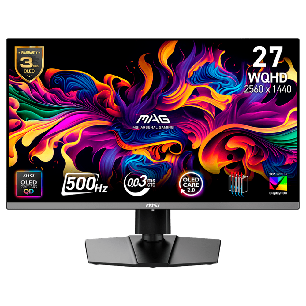 Monitor Gamer MSI MAG 272QP QD-OLED X50 | 27" QHD 500 Hz | Experiencia Visual Inmejorable